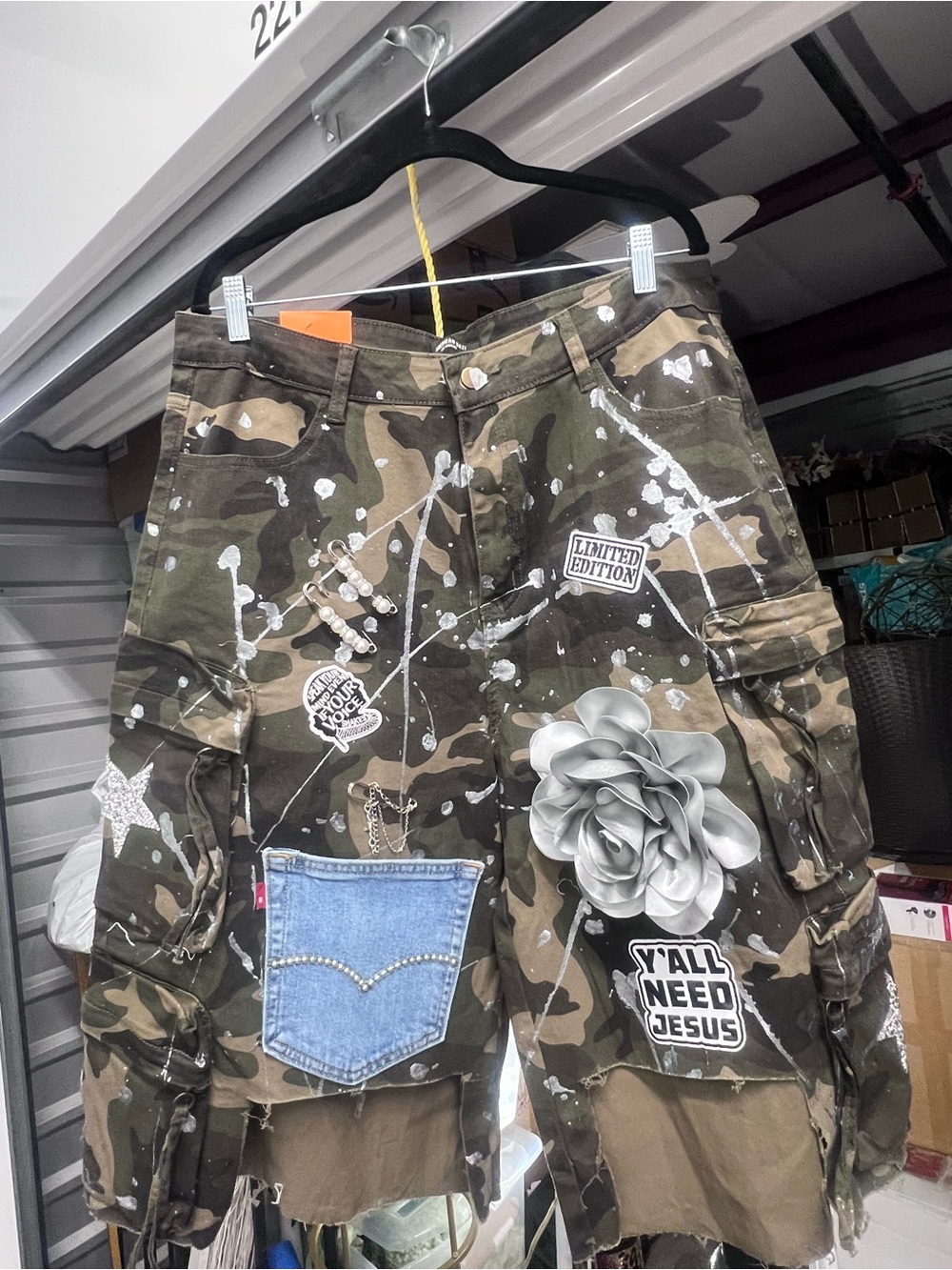 Green Camo Cargo Shorts